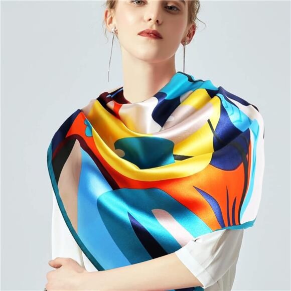 Square Satin Head Scarf - 02 - Picture 5 of 7